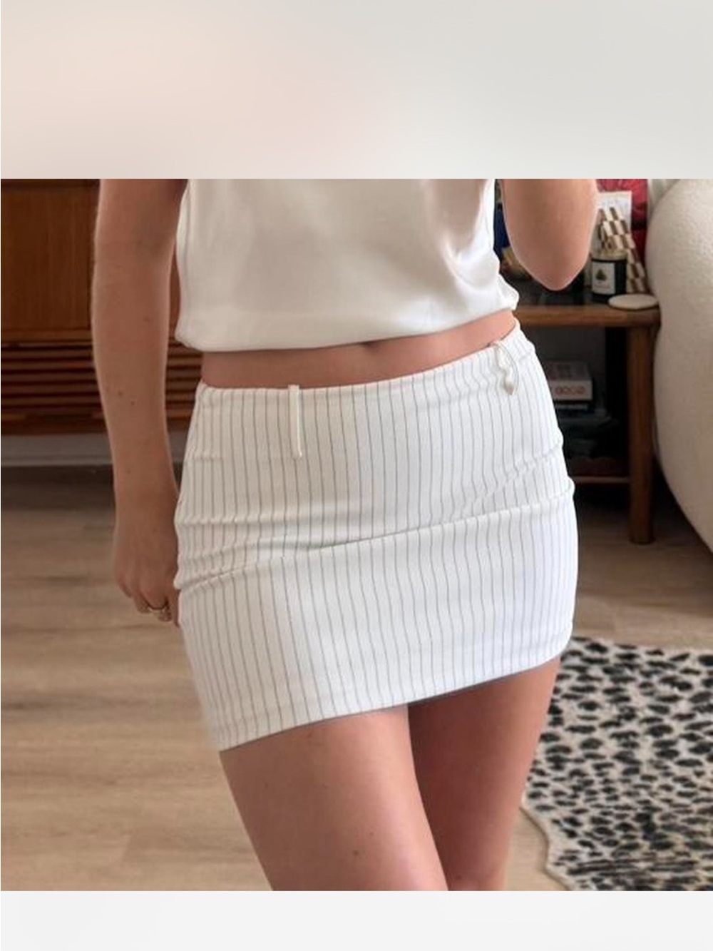 Tiger Mist White Pinstripe Mini Skirt NWT